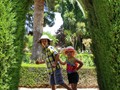 Goofing around in the gardens of Alhambra.