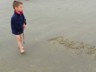 Andrew finds his name in the sand at Cannon Beach.