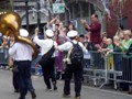 A half-drunk brass band following the Okeanos parade.