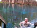 Swimming in the warm waters of Manatee Springs in January. It was warm as long as you stayed in the water.