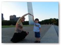Andrew and Mommy impersonate the Gateway Arch.
