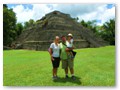 The family at the Mayan ruins of Chacchoben.