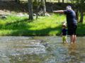 Andrew and Daddy walking through Nez Perce Creek.