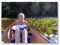 Sam pauses her canoeing in 'Dad Bay' to poses for the camera.